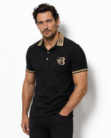 Men's Check Collar Polo in Black