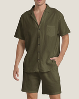Men's Button-Down Set in Army Green