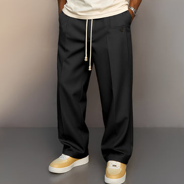 Herren Gerade Hose mit Kordelzug | Lässige Bequeme Freizeithose