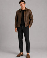 Herren Leder-Fliegerjacke mit Reißverschluss 1