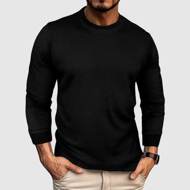 Herren Langarm-Strickshirt mit Rundhals | Weiches Vielseitiges Feinstrick-Oberteil