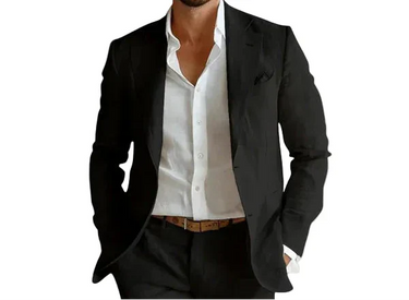 Blazer Herren | Leinenoptik, Reverskragen