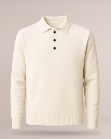 Herren Feinstrick Polo-Pullover aus Wolle | Warmer Eleganter Strickpullover