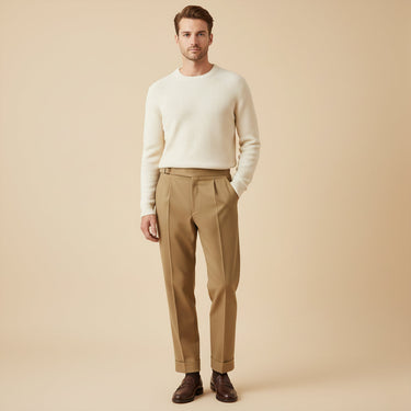 Anzughose Herren | Hoher Bund, Bundfalten, Elegant
