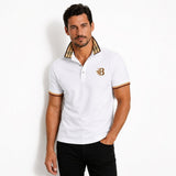 Men's Check Collar Polo in White