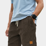 Men's Elastic Waist Shorts in Brown