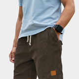 Men's Elastic Waist Shorts in Brown