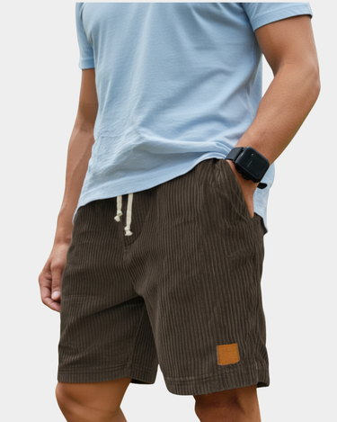 Men's Elastic Waist Shorts in Brown