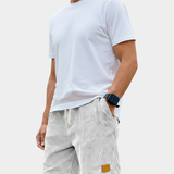 Men's Elastic Waist Shorts in White