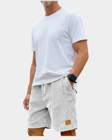 Men's Elastic Waist Shorts in White