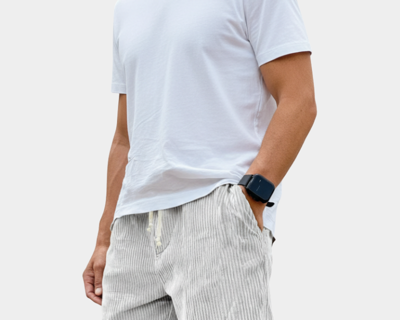 Men's Elastic Waist Shorts in White