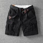 Black cotton cargo shorts