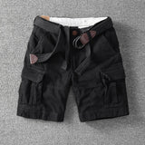 Black cotton cargo shorts