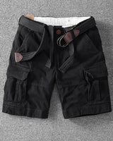 Black cotton cargo shorts