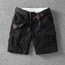 Black cotton cargo shorts