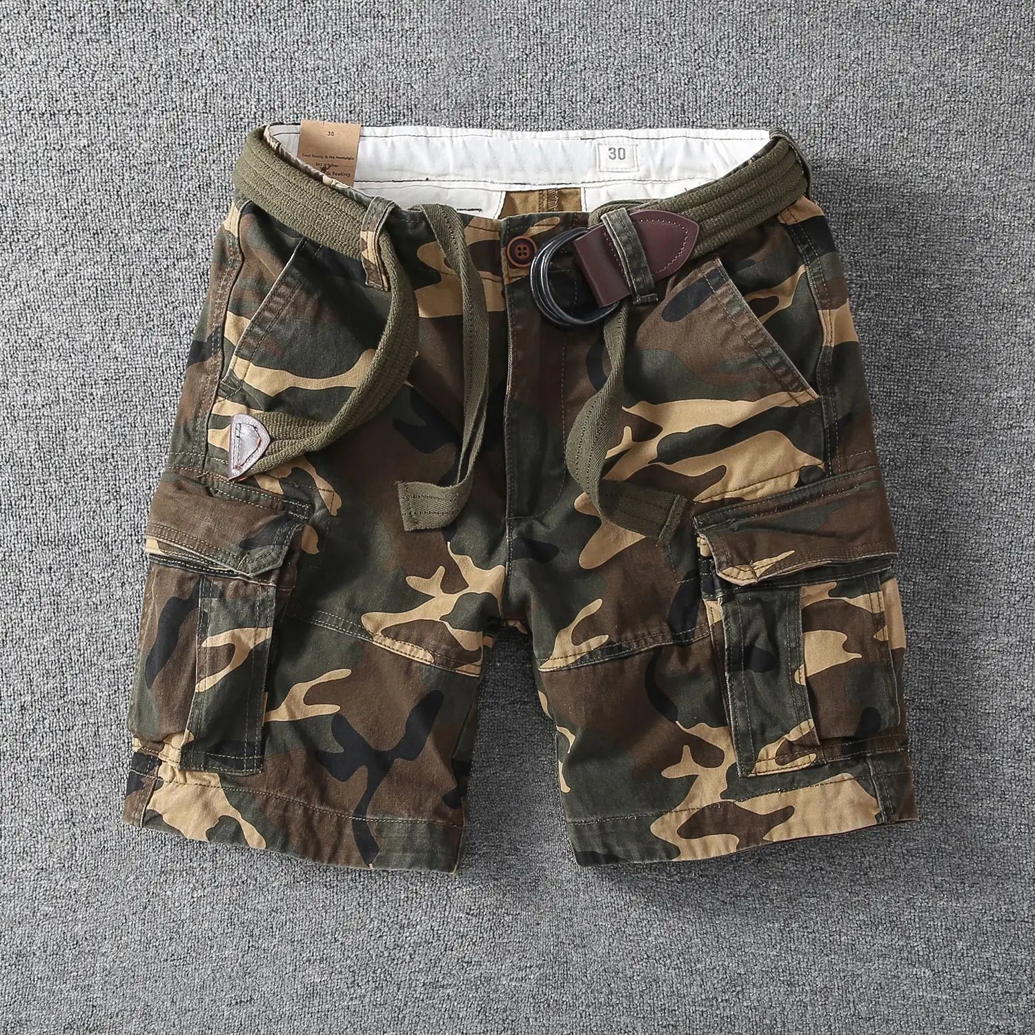 Camouflage cotton cargo shorts