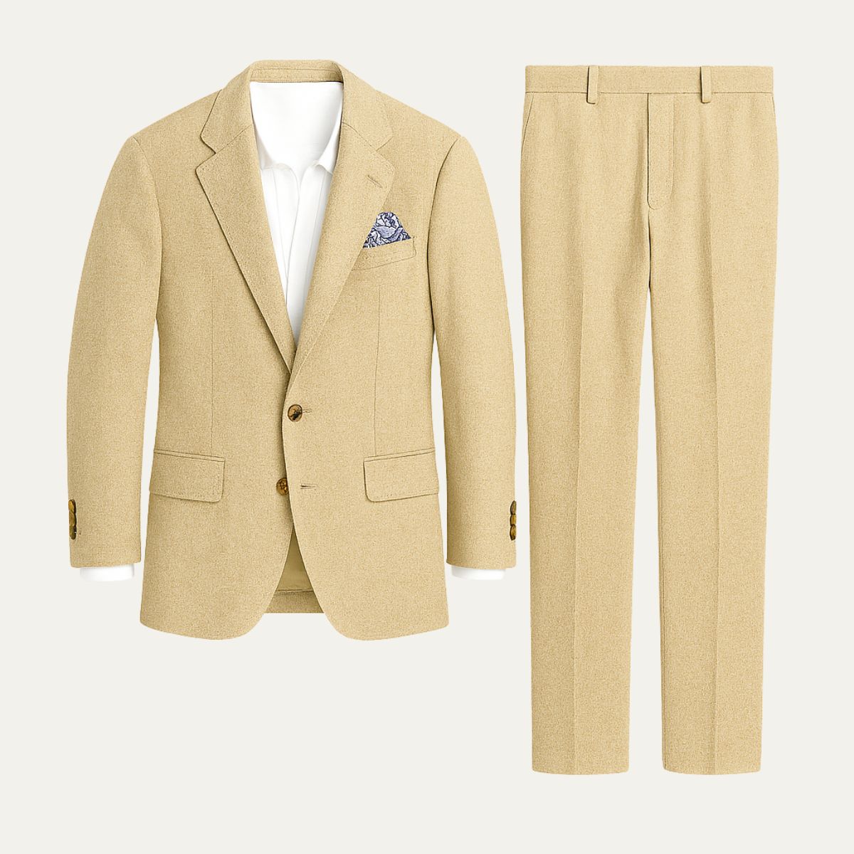 Cream Linen Men's Two-Piece Suit