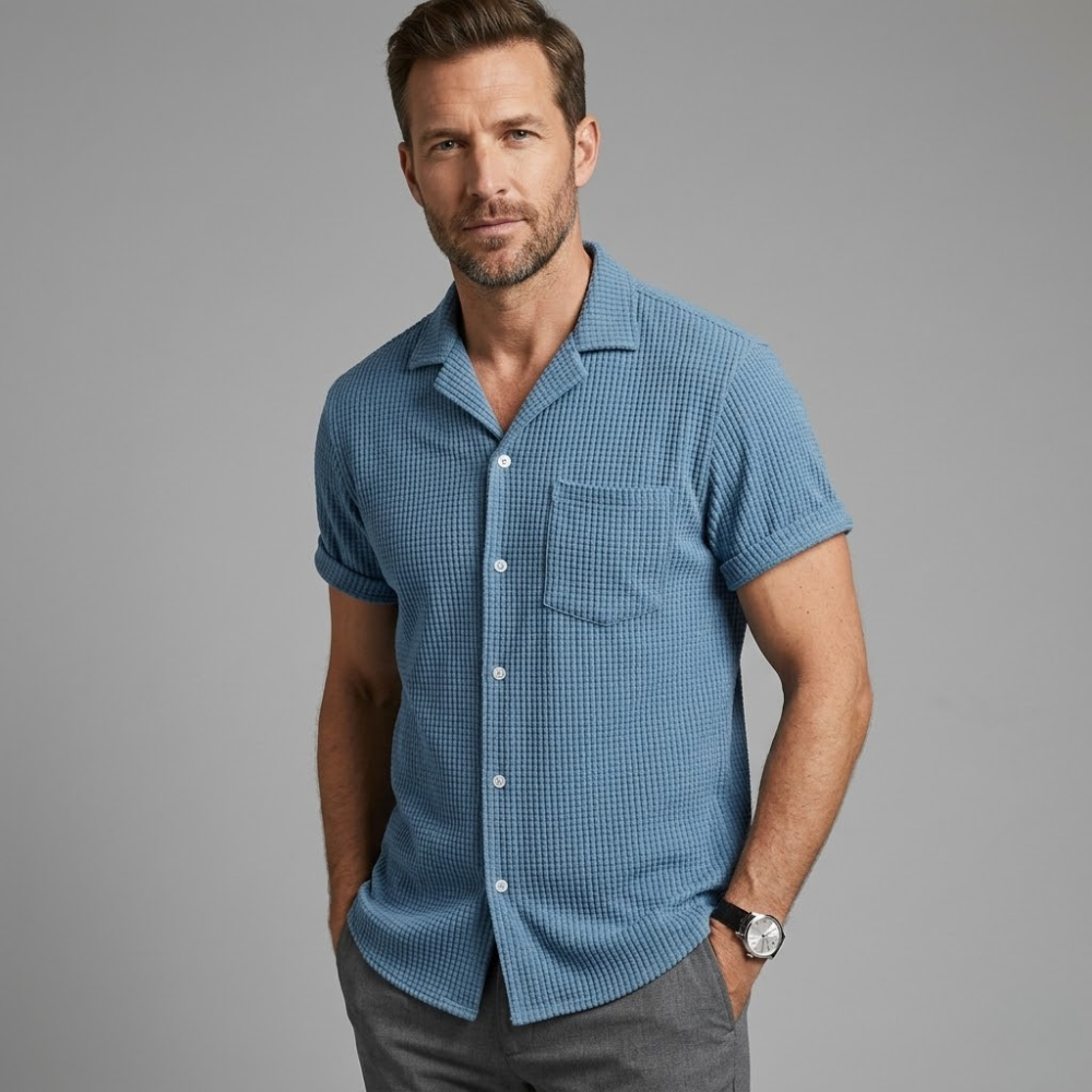 Waffle Knit Shirt | Textured Button-Up, Everyday Casual