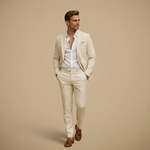 Beige Men's Tailored Two-Piece Suit