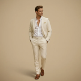Beige Men's Tailored Two-Piece Suit