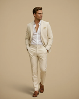 Beige Men's Tailored Two-Piece Suit