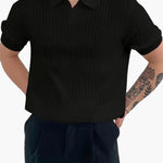 Men's Ribbed Polo in Black