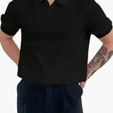 Men's Ribbed Polo in Black