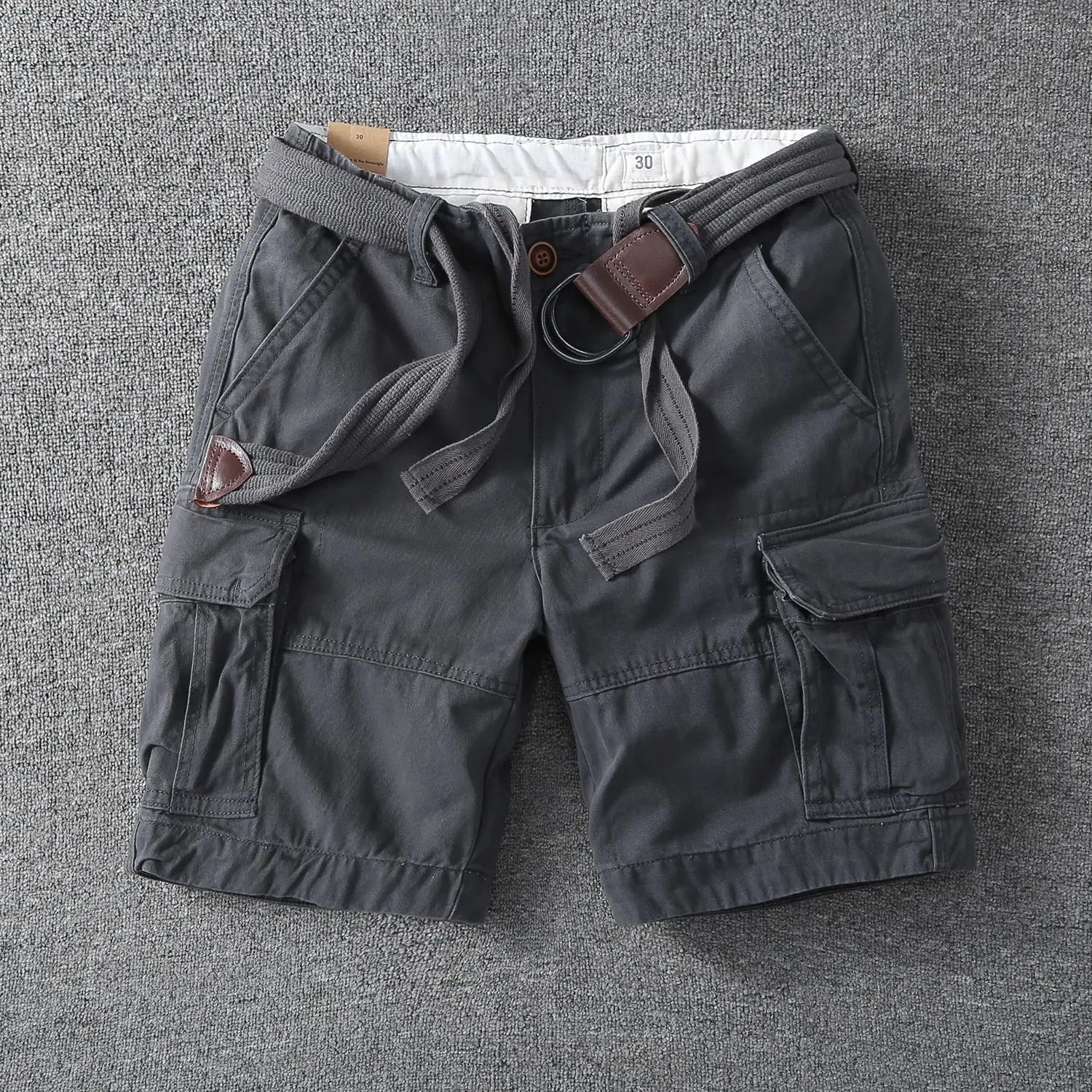 Grey cotton cargo shorts