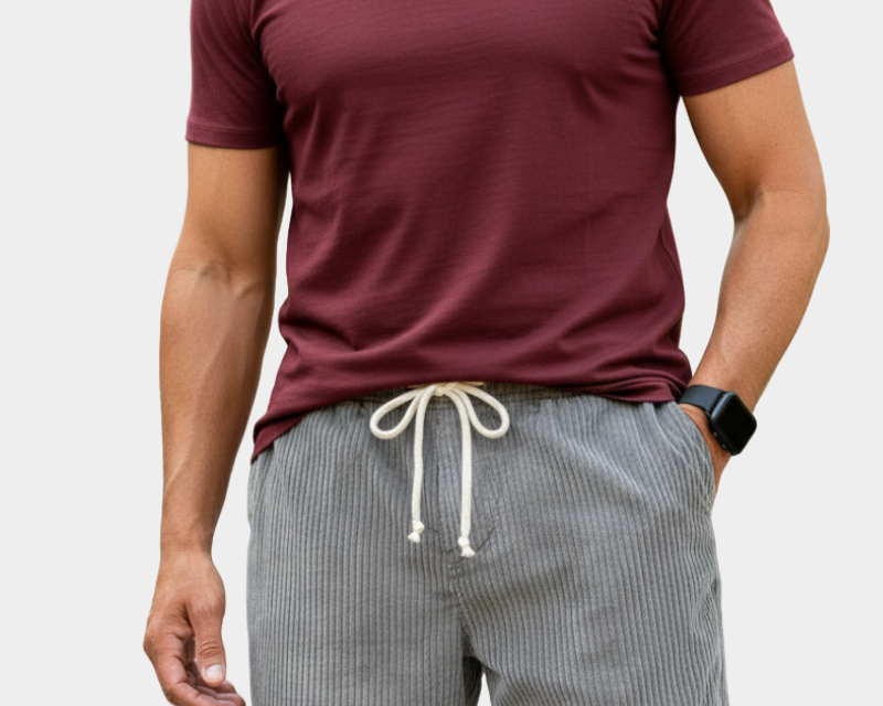 Men's Elastic Waist Shorts in Gray