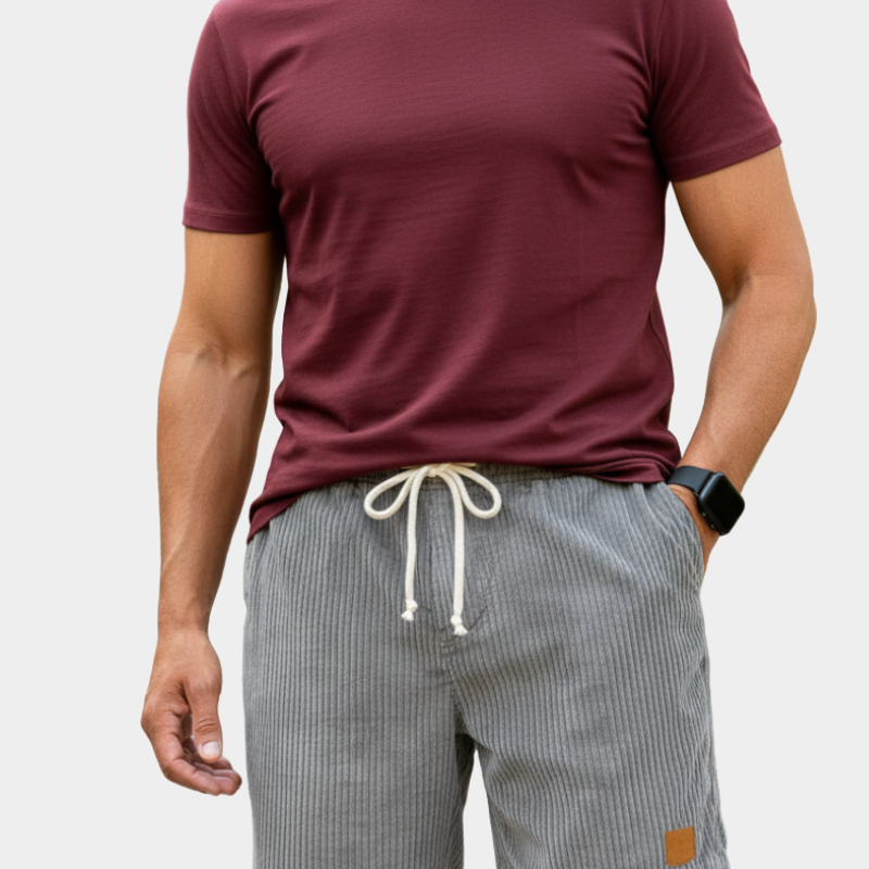 Men's Elastic Waist Shorts in Gray