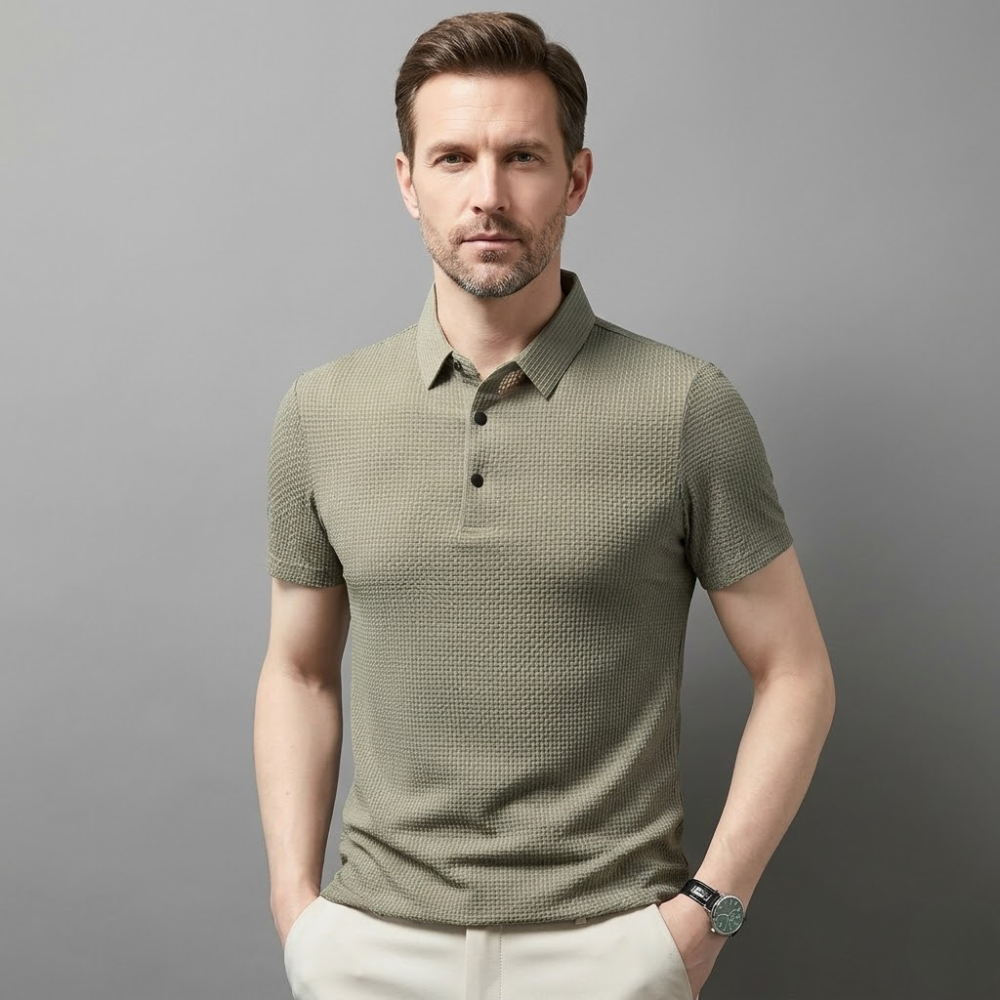 Men's Knitted Polo Shirt Short Sleeve