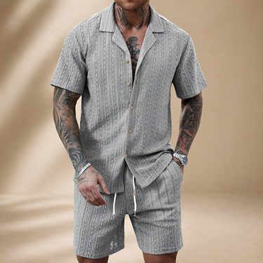 Herren Struktur-Strick Set | Lässiges Zweiteiliges Sommer-Set