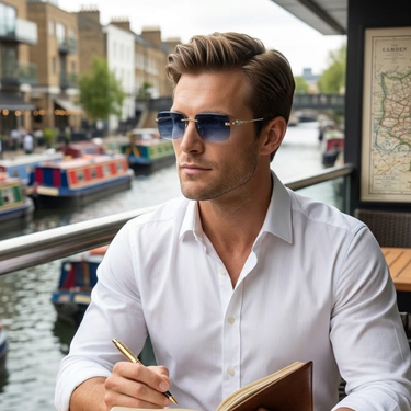 The Camden | Randlose Sonnenbrille Herren, Verlaufsglas