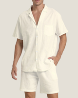 Men's Button-Down Set in Beige