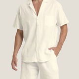 Men's Button-Down Set in Beige