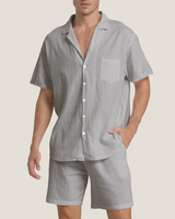 Men's Button-Down Set in Gray
