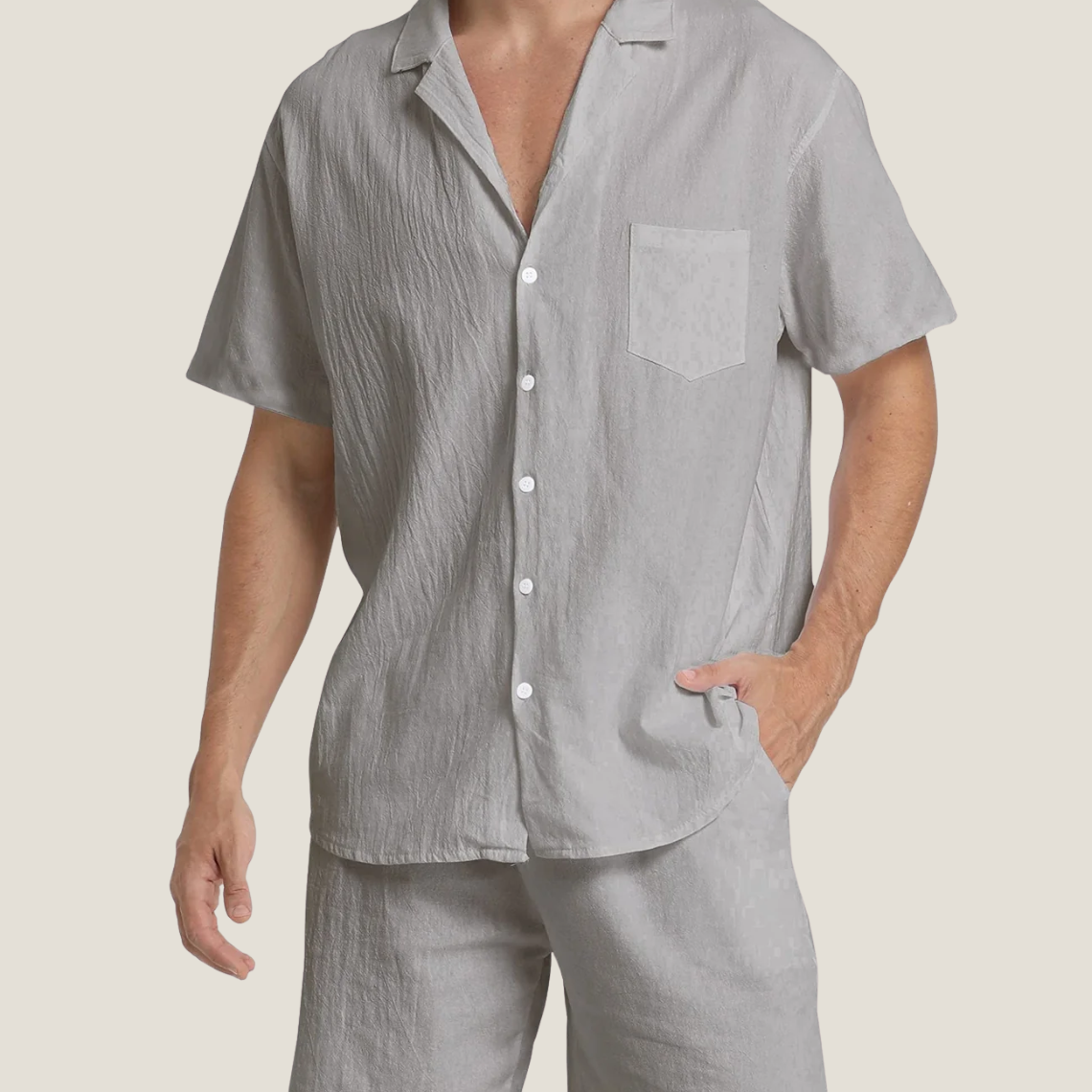 Men's Button-Down Set in Gray