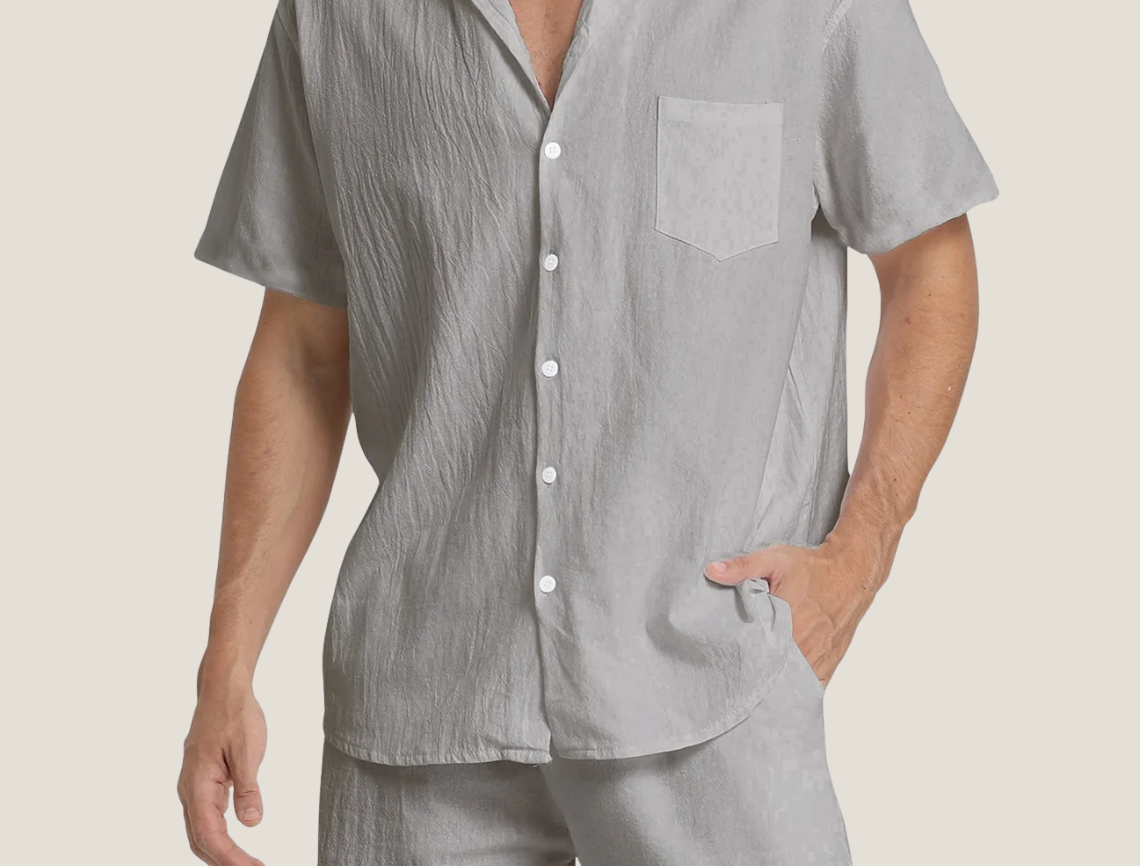 Men's Button-Down Set in Gray