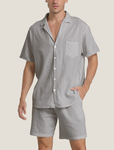 Men's Button-Down Set in Gray