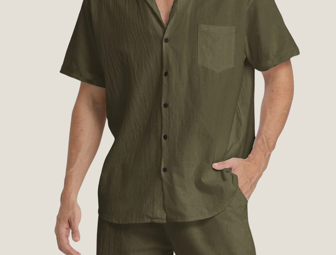 Men's Button-Down Set in Army Green