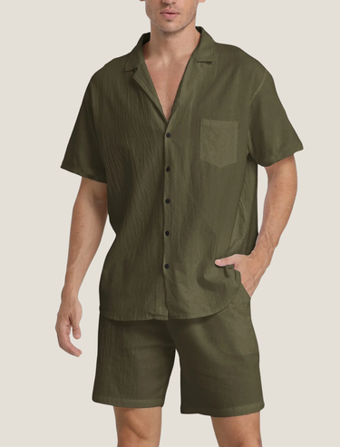 Men's Button-Down Set in Army Green