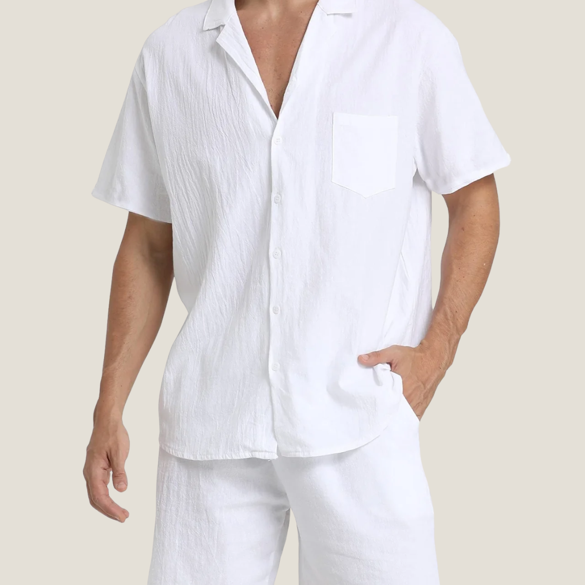Men's Button-Down Set in White