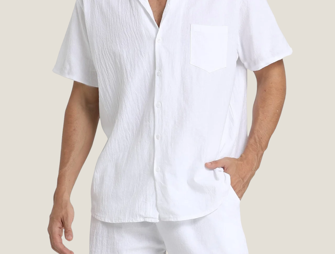 Men's Button-Down Set in White