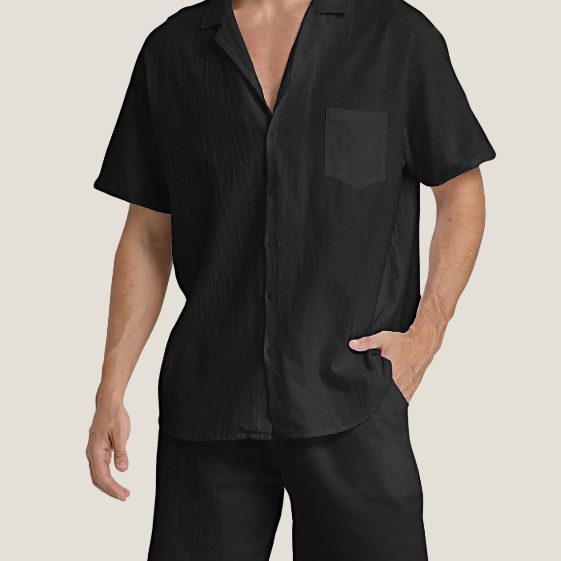 Men's Button-Down Set in Black
