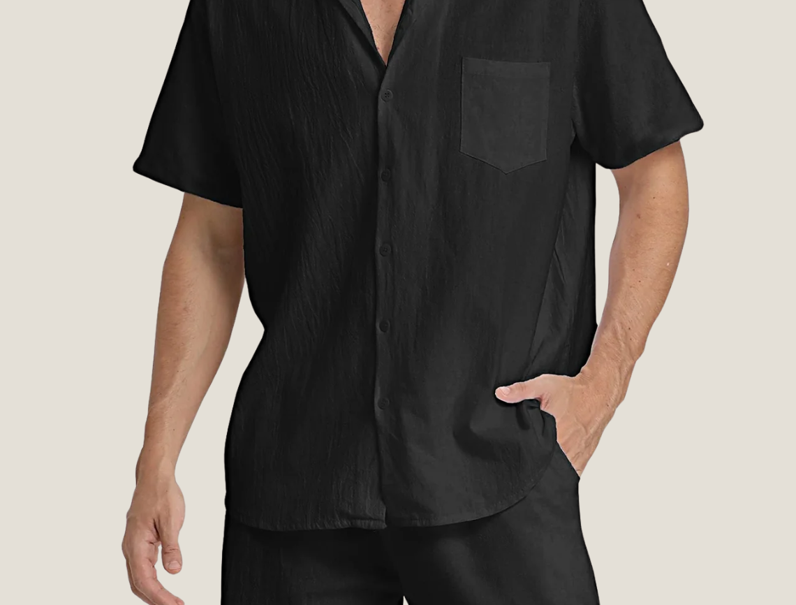 Men's Button-Down Set in Black