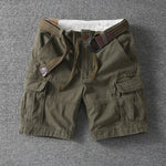 Green cotton cargo shorts