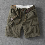 Green cotton cargo shorts