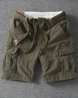 Green cotton cargo shorts
