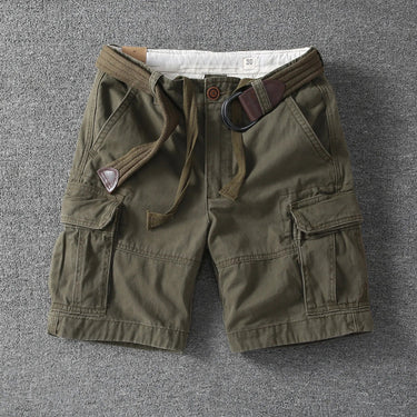 Green cotton cargo shorts