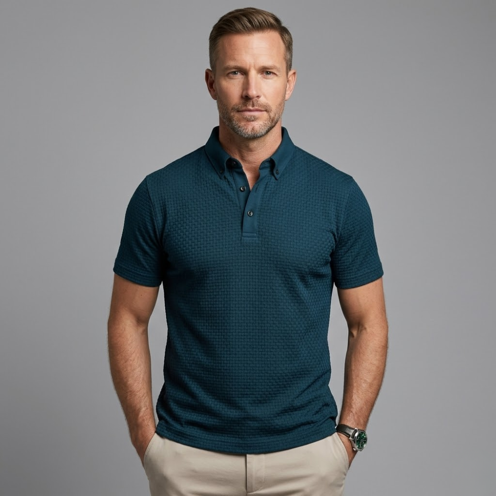Men's Knitted Polo Shirt Short Sleeve